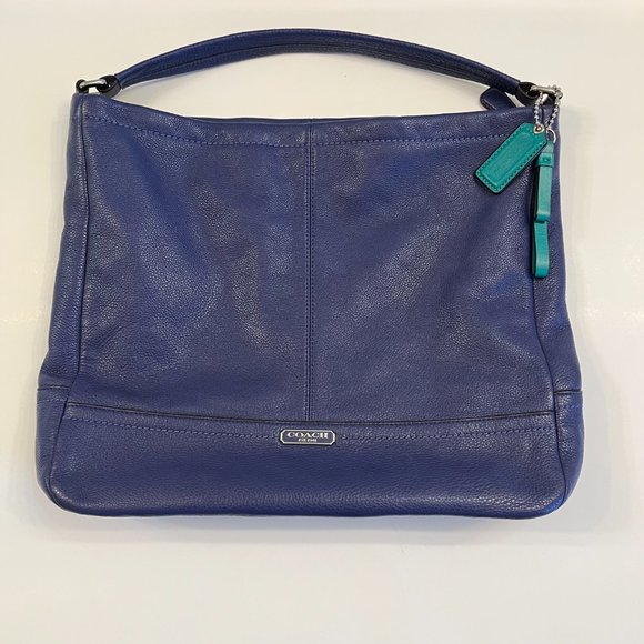 Designer Coach Vintage Midnight Blue Leather Hobo Handbag - Picture 9 of 10
